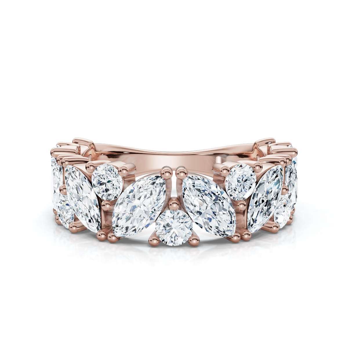 The Mosaic: 2.02 CTW Mixed-Shape Marquise & Round Diamond Band in 14K Rose Gold rING