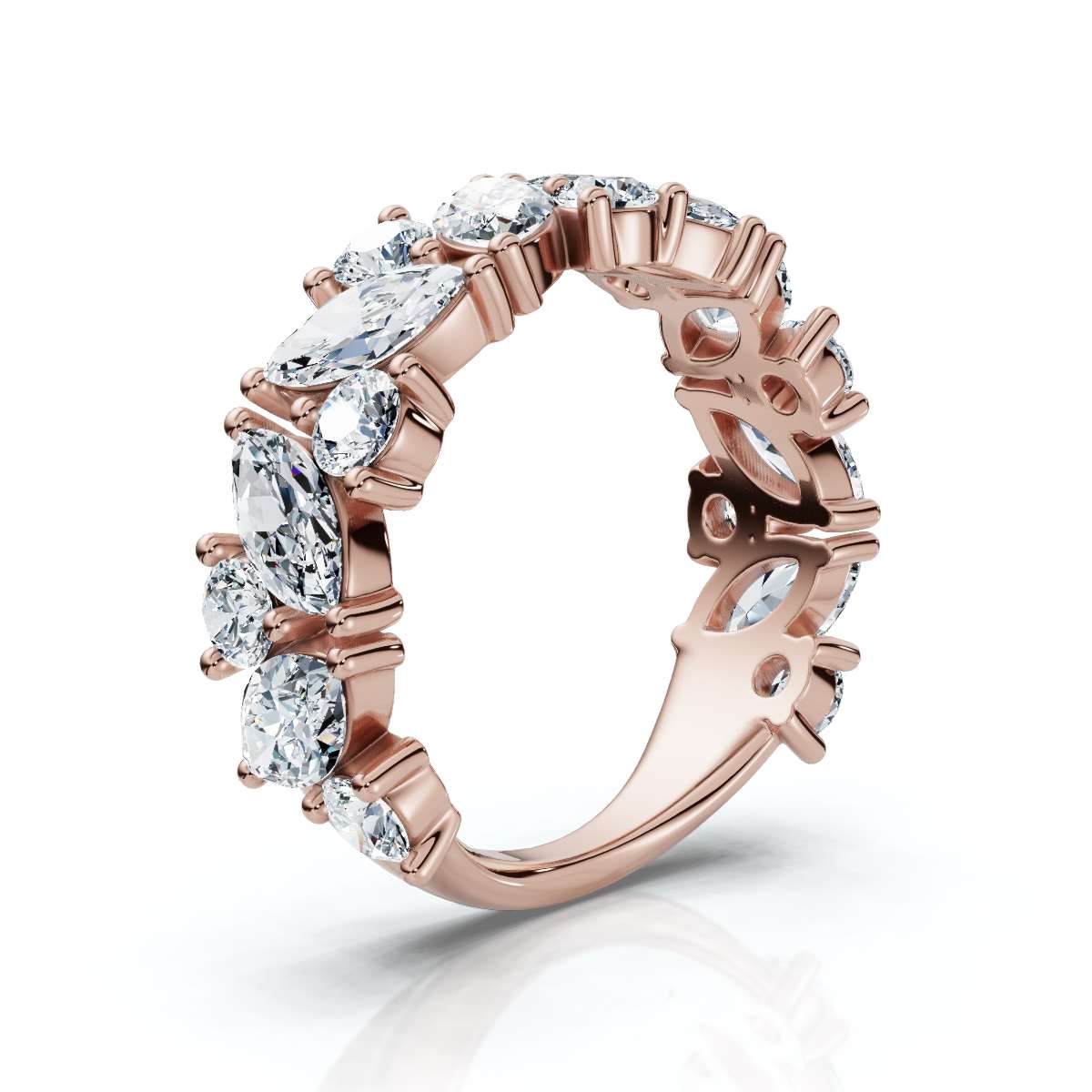 The Mosaic: 2.02 CTW Mixed-Shape Marquise & Round Diamond Band in 14K Rose Gold rING