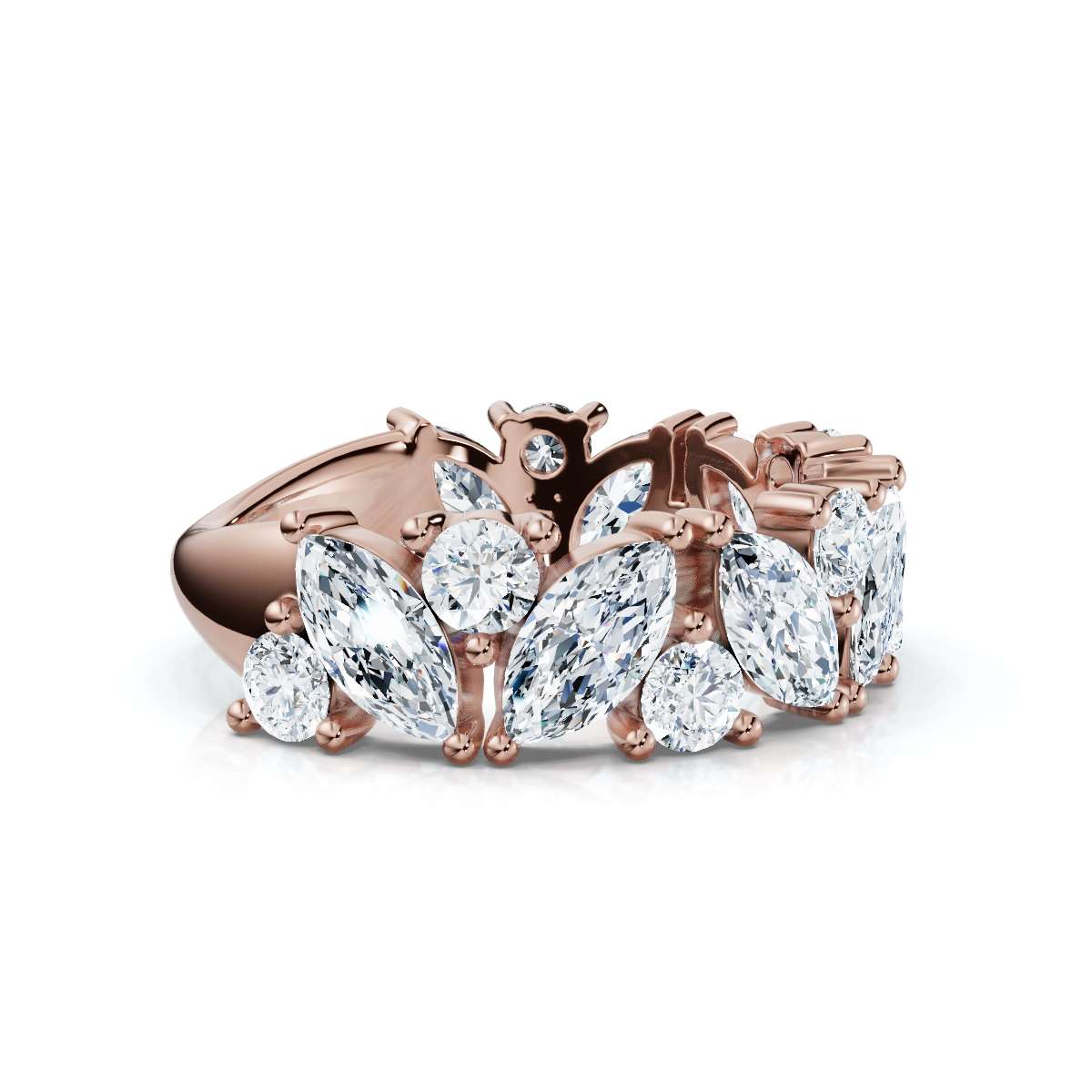 The Mosaic: 2.02 CTW Mixed-Shape Marquise & Round Diamond Band in 14K Rose Gold rING