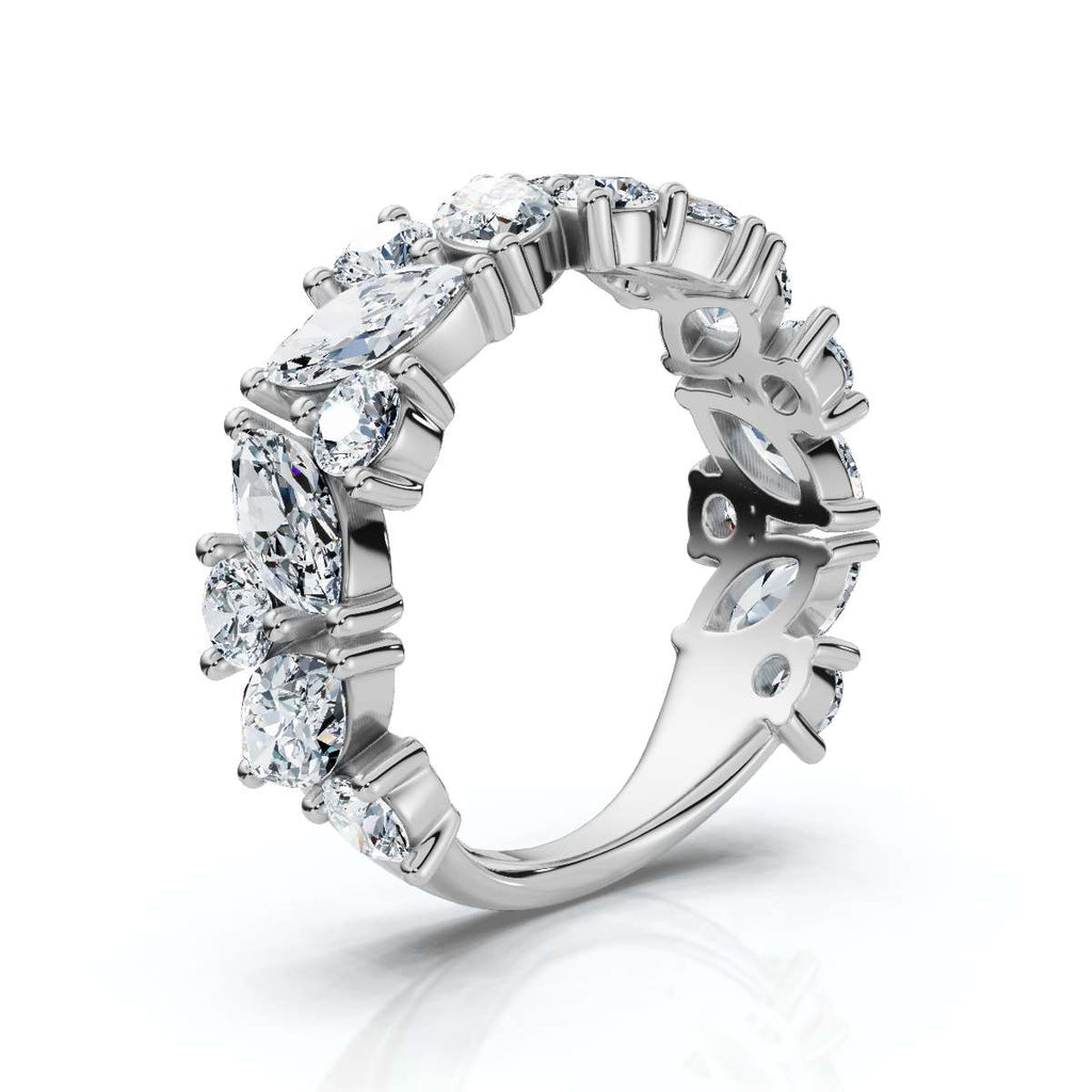The Mosaic: 2.02 CTW Mixed-Shape Marquise & Round Diamond Band in 14K White Gold Ring