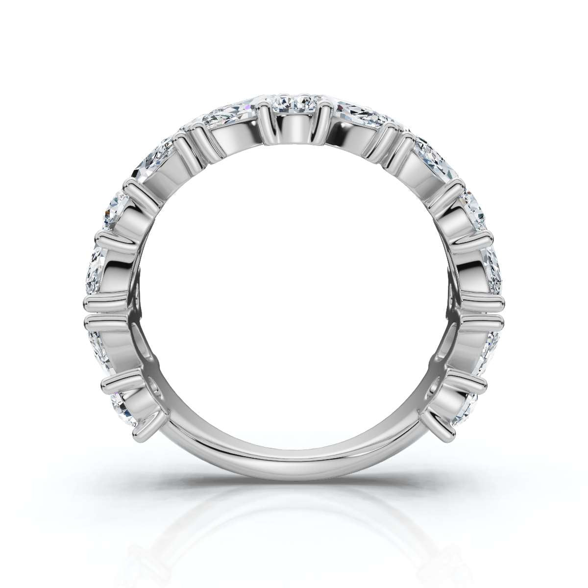 The Mosaic: 2.02 CTW Mixed-Shape Marquise & Round Diamond Band in 14K White Gold Ring