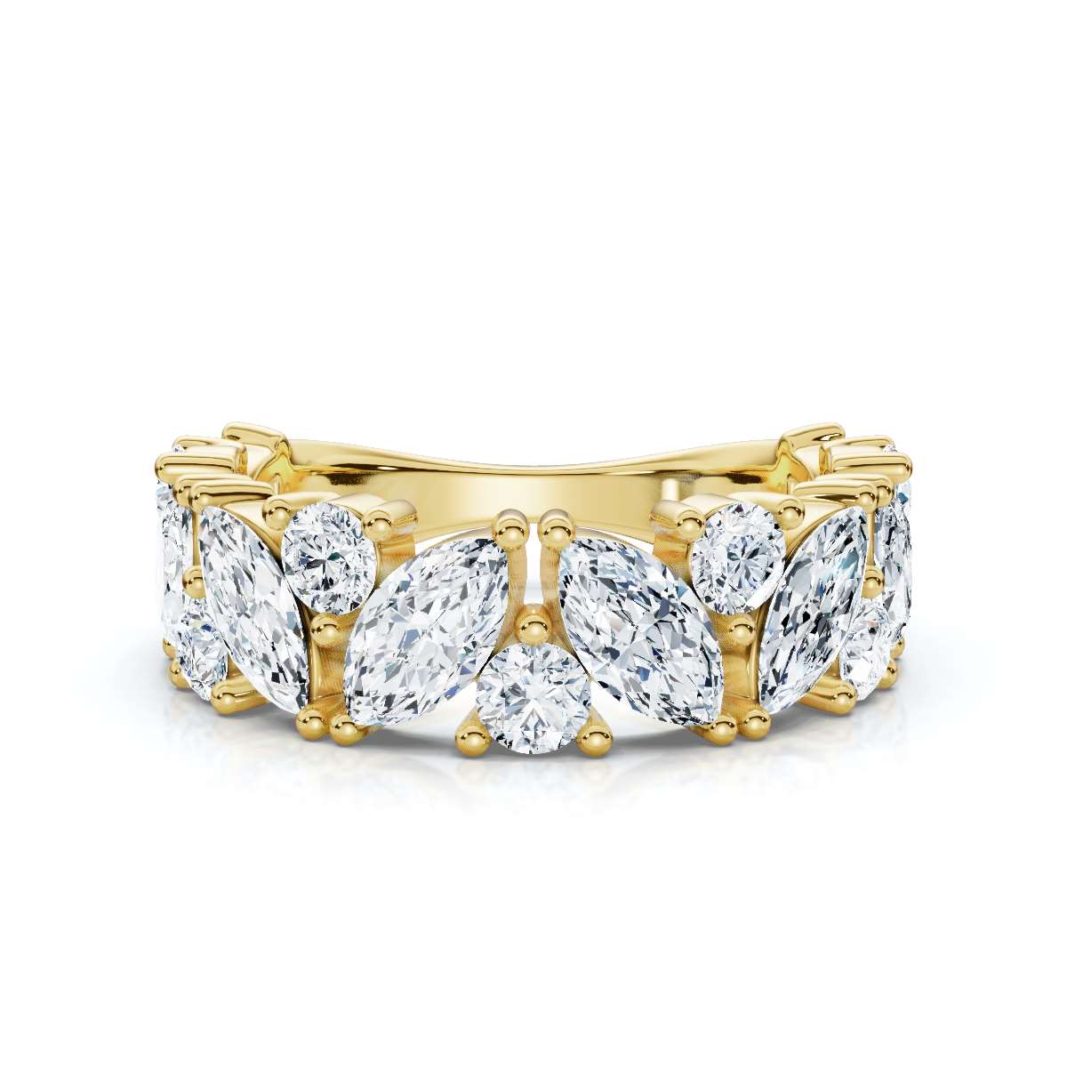 The Mosaic: 2.02 CTW Mixed-Shape Marquise & Round Diamond Band in 14K Yellow Gold