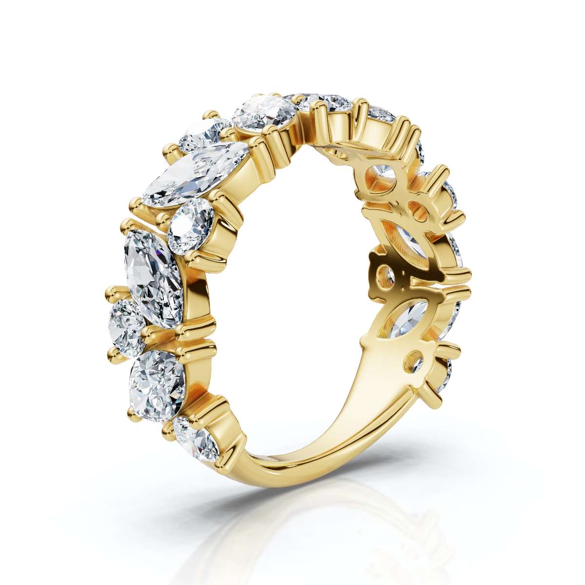 The Mosaic: 2.02 CTW Mixed-Shape Marquise & Round Diamond Band in 14K Yellow Gold