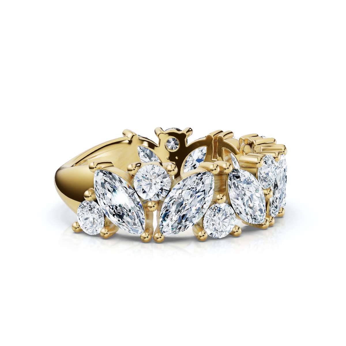 The Mosaic: 2.02 CTW Mixed-Shape Marquise & Round Diamond Band in 14K Yellow Gold