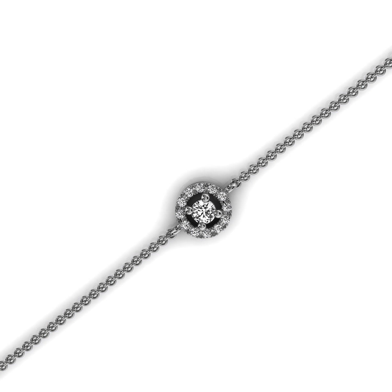 The Aura Halo: 0.17 CTW Floating Round Lab-Grown Diamond Halo Chain Bracelet 14K Gold