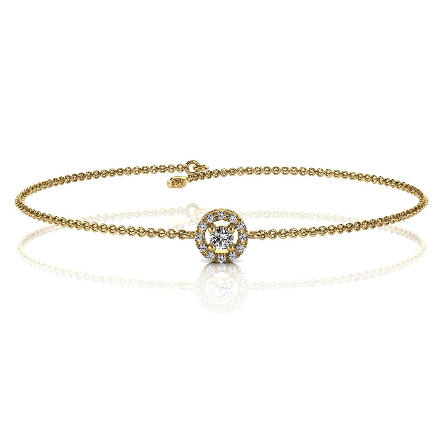 The Aura Halo: 0.17 CTW Floating Round Lab-Grown Diamond Halo Chain Bracelet 14K Gold