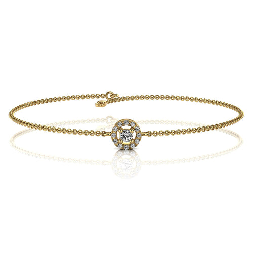 The Aura Halo: 0.17 CTW Floating Round Lab-Grown Diamond Halo Chain Bracelet 14K Gold