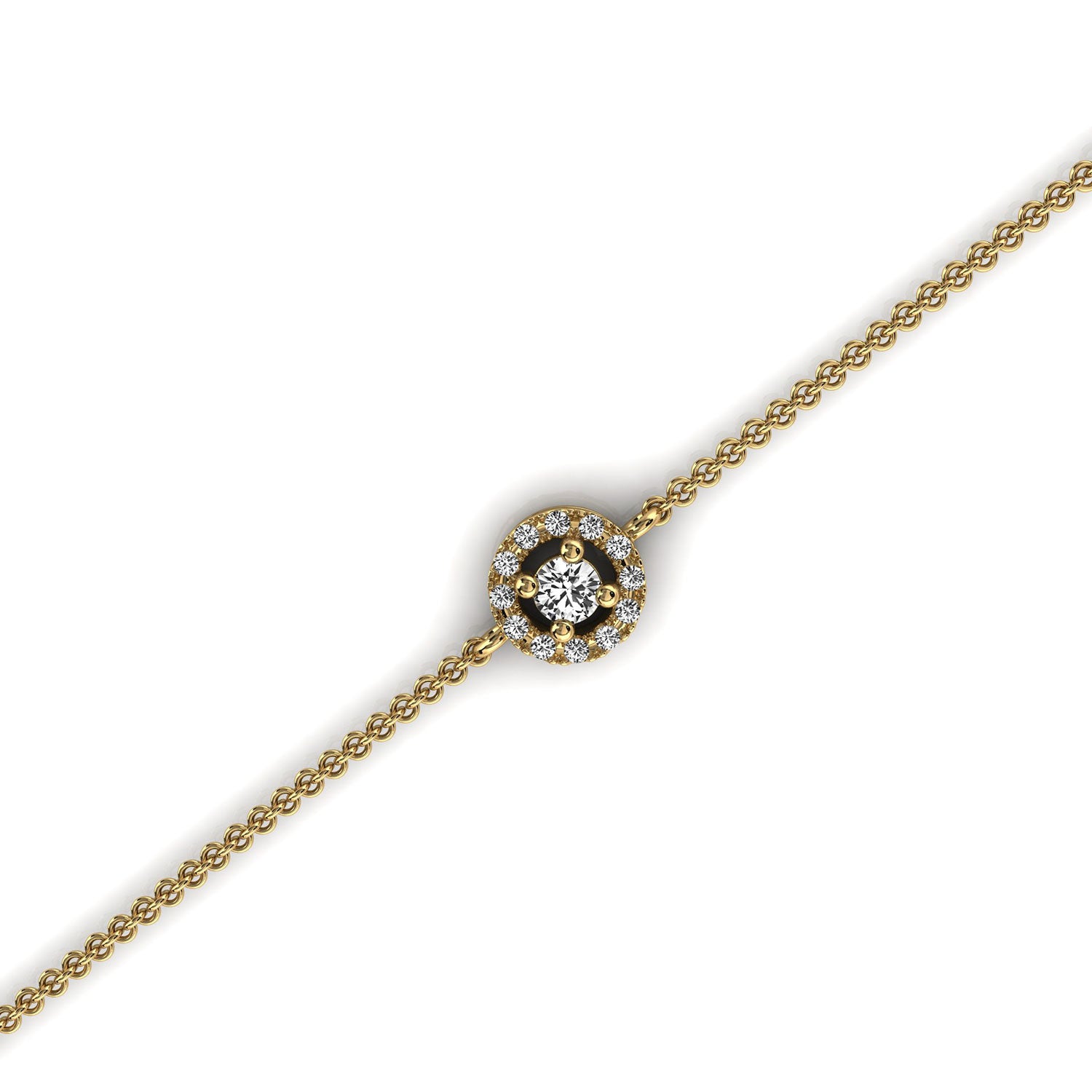 The Aura Halo: 0.17 CTW Floating Round Lab-Grown Diamond Halo Chain Bracelet 14K Gold