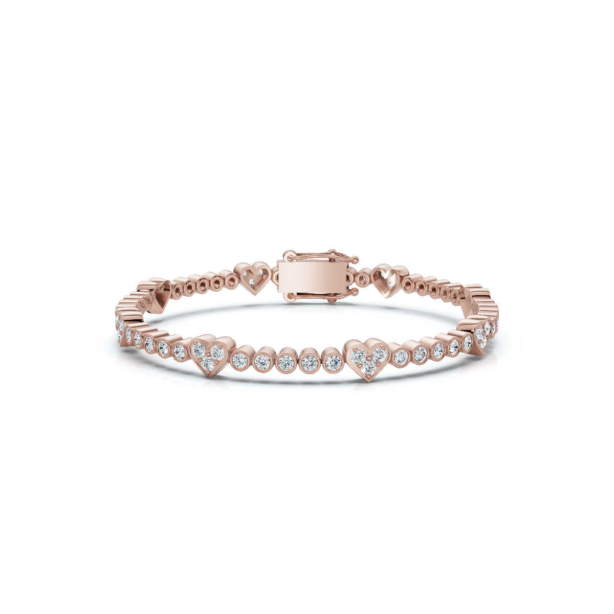 The Heartstrings Station: 1.89 CTW Bezel & Sweetheart Diamond Tennis Bracelet 14K-18K Gold/Platinum