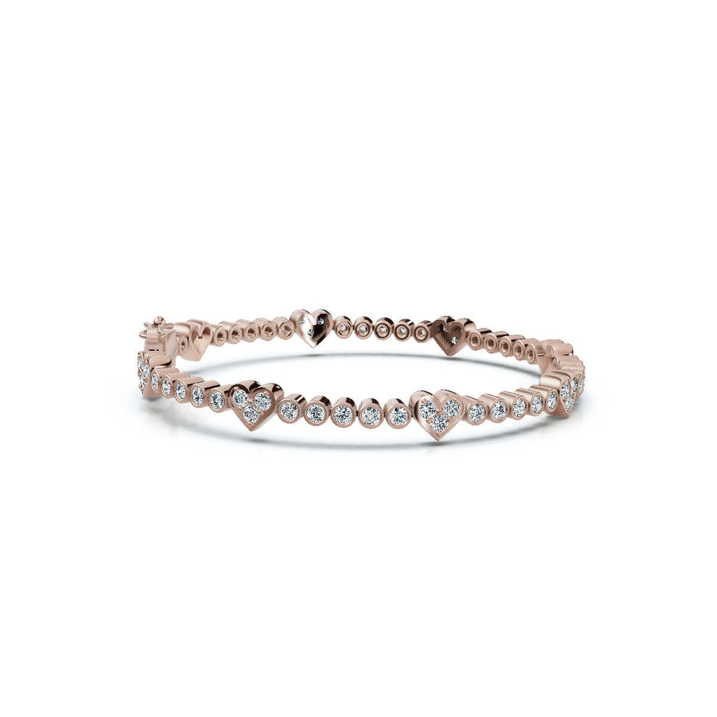 The Heartstrings Station: 1.89 CTW Bezel & Sweetheart Diamond Tennis Bracelet 14K-18K Gold/Platinum