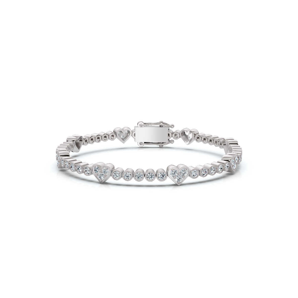 The Heartstrings Station: 1.89 CTW Bezel & Sweetheart Diamond Tennis Bracelet 14K-18K Gold/Platinum