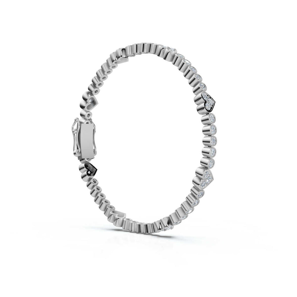 The Heartstrings Station: 1.89 CTW Bezel & Sweetheart Diamond Tennis Bracelet 14K-18K Gold/Platinum