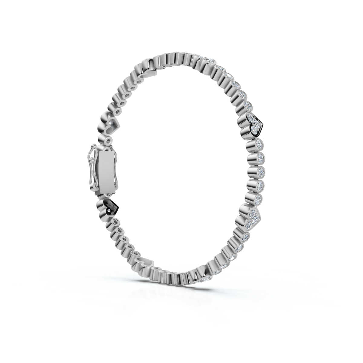 The Heartstrings Station: 1.89 CTW Bezel & Sweetheart Diamond Tennis Bracelet 14K-18K Gold/Platinum