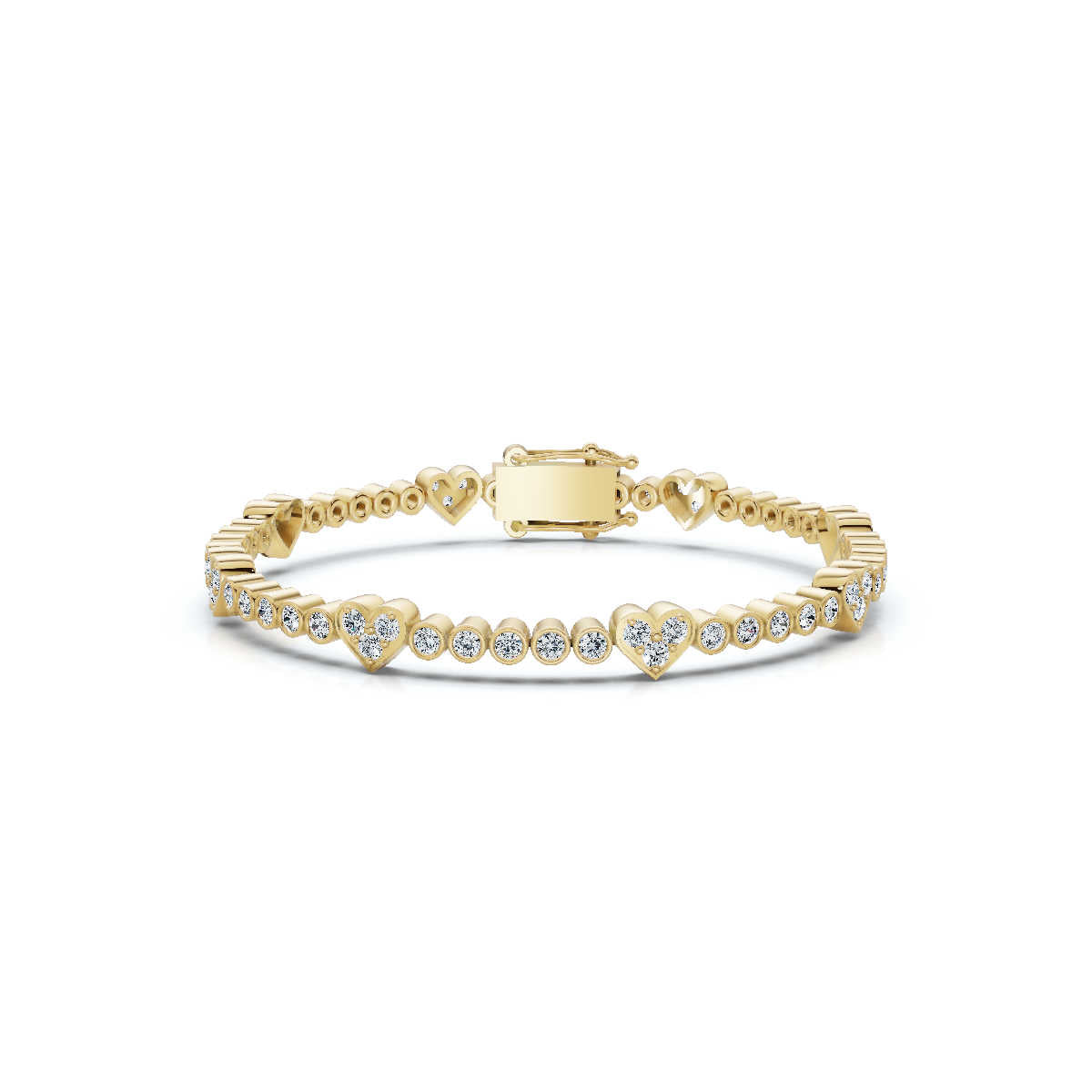 The Heartstrings Station: 1.89 CTW Bezel & Sweetheart Diamond Tennis Bracelet 14K-18K Gold/Platinum