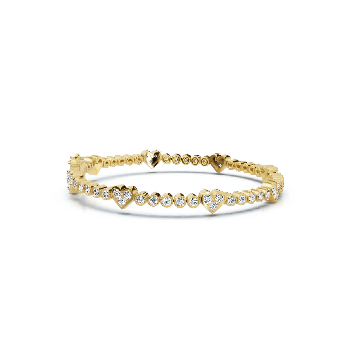 The Heartstrings Station: 1.89 CTW Bezel & Sweetheart Diamond Tennis Bracelet 14K-18K Gold/Platinum
