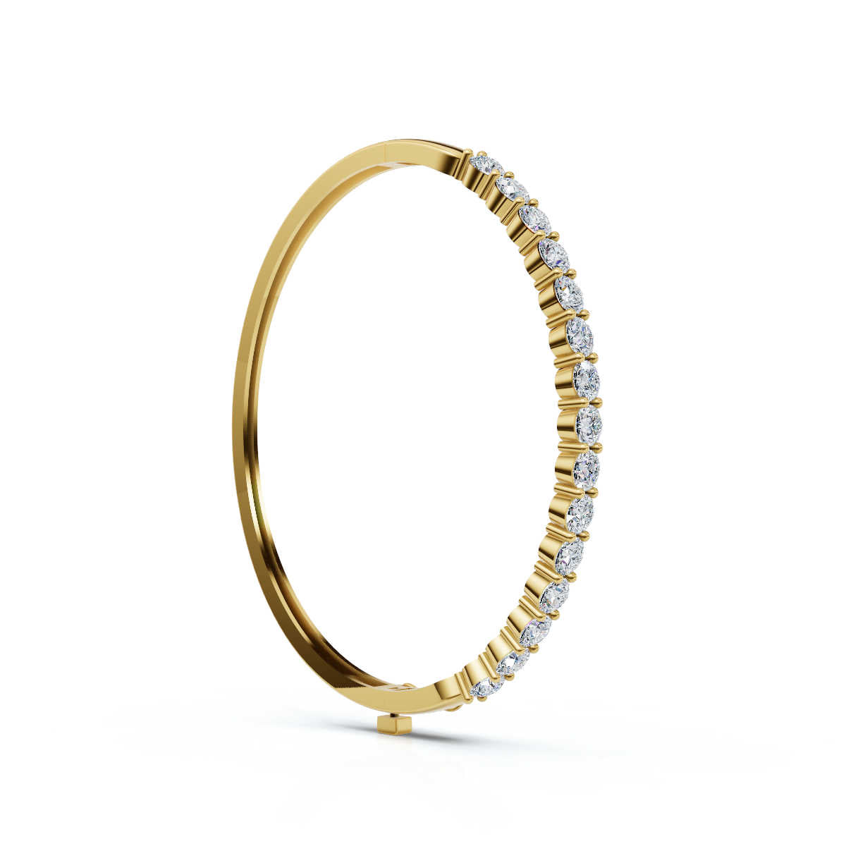 The Imperia Bangle: 4.95 CTW Round Lab-Grown Diamond Shared-Prong Statement Gold Bangle