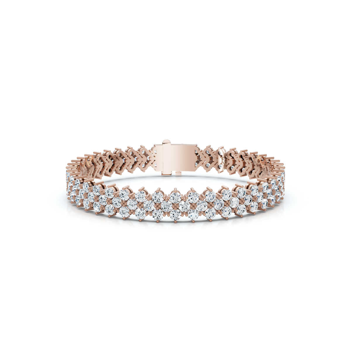 The Royal Lattice: 10.24 CTW Staggered Double-Row Diamond Tennis Bracelet 14K-18K Gold/Platinum