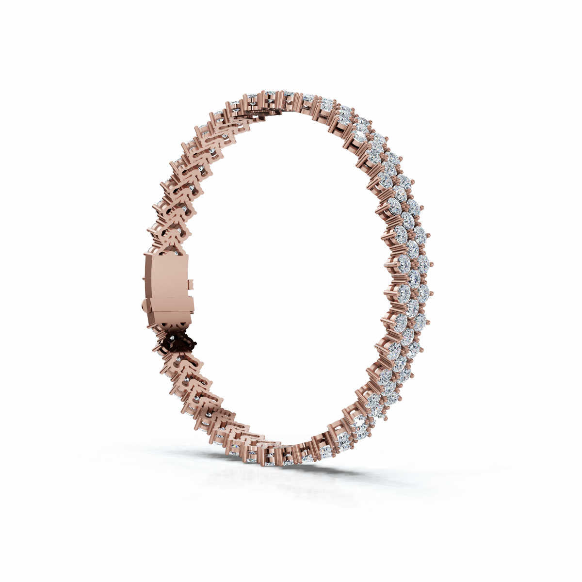The Royal Lattice: 10.24 CTW Staggered Double-Row Diamond Tennis Bracelet 14K-18K Gold/Platinum