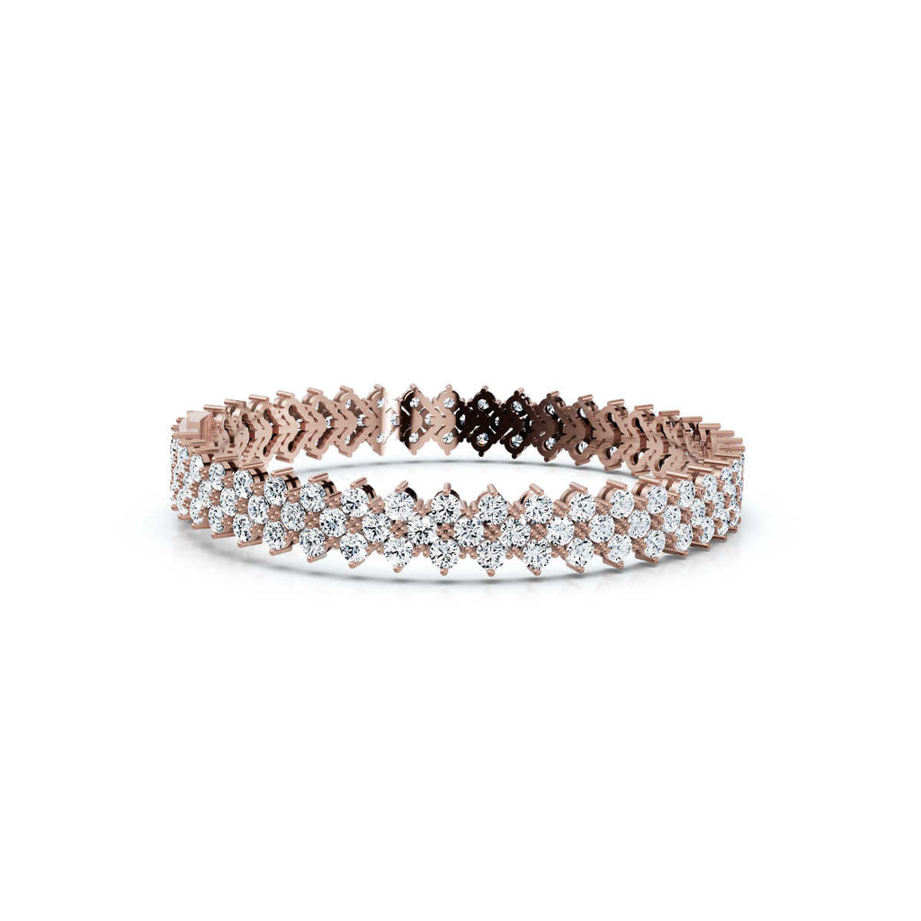 The Royal Lattice: 10.24 CTW Staggered Double-Row Diamond Tennis Bracelet 14K-18K Gold/Platinum