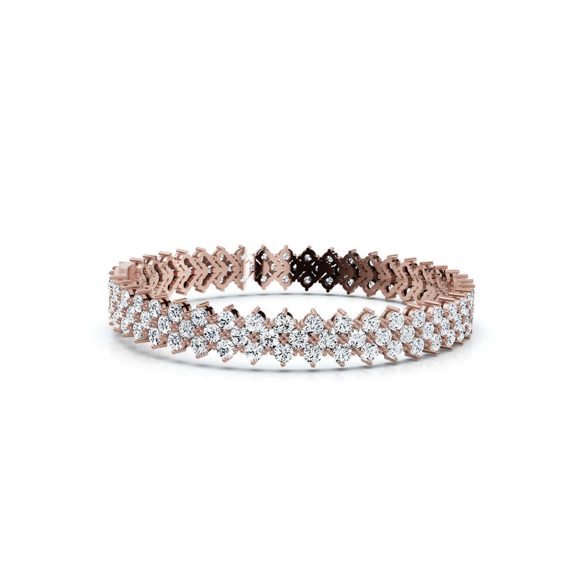 The Royal Lattice: 10.24 CTW Staggered Double-Row Diamond Tennis Bracelet 14K-18K Gold/Platinum