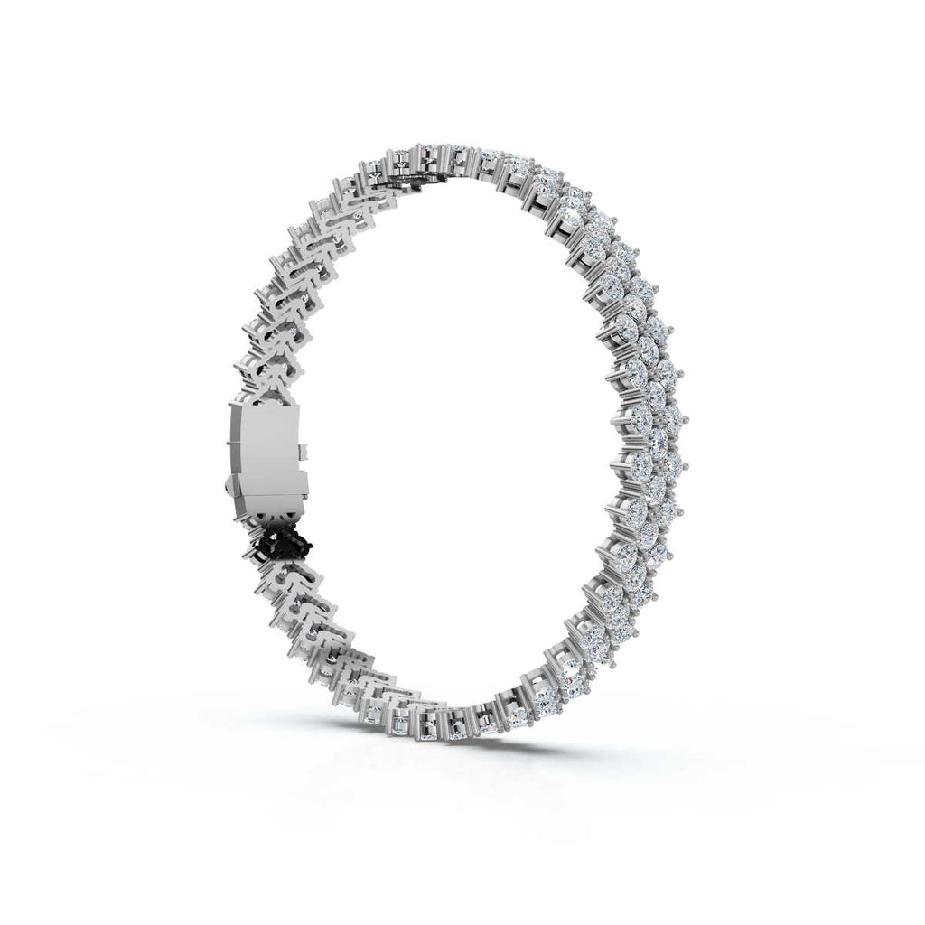 The Royal Lattice: 10.24 CTW Staggered Double-Row Diamond Tennis Bracelet 14K-18K Gold/Platinum