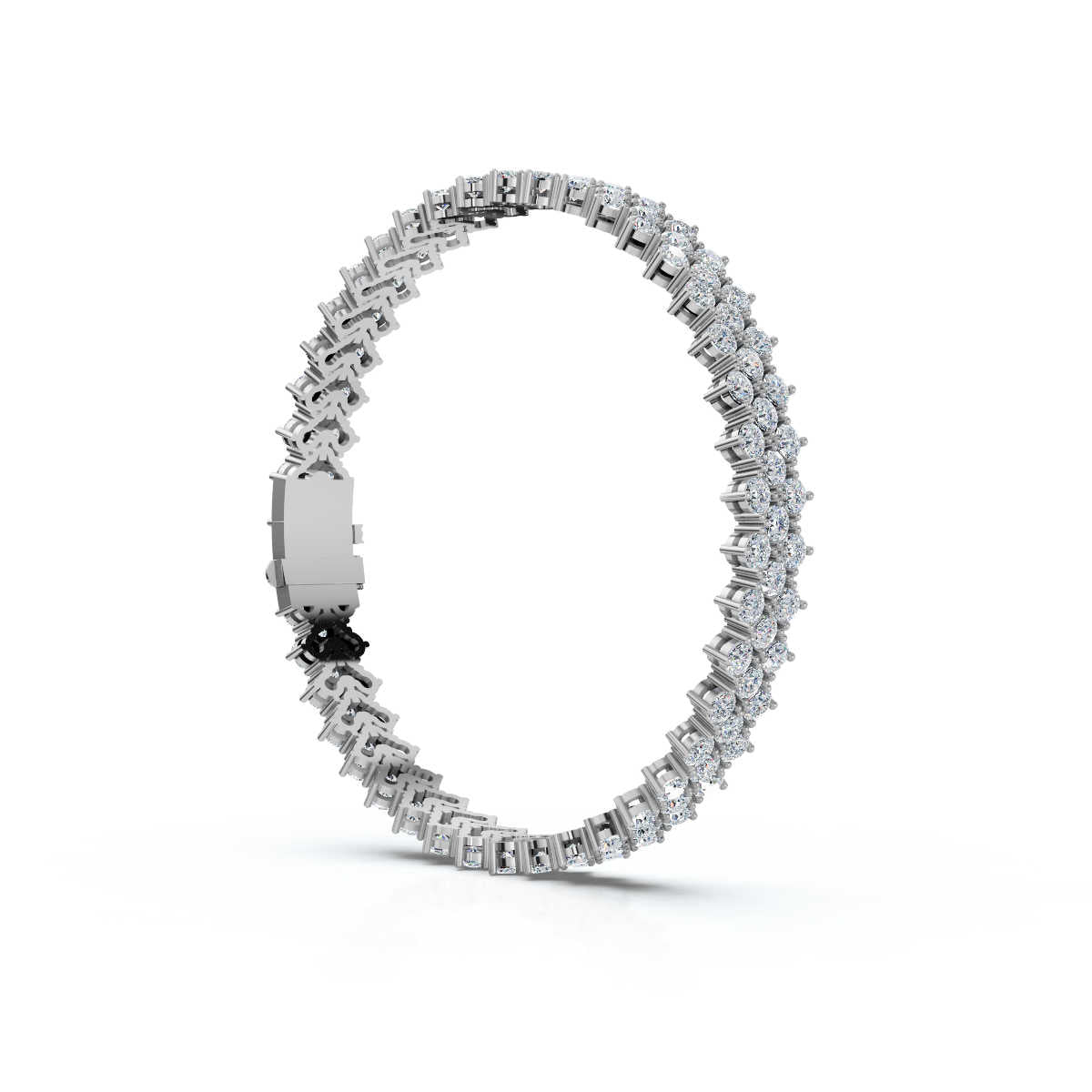 The Royal Lattice: 10.24 CTW Staggered Double-Row Diamond Tennis Bracelet 14K-18K Gold/Platinum
