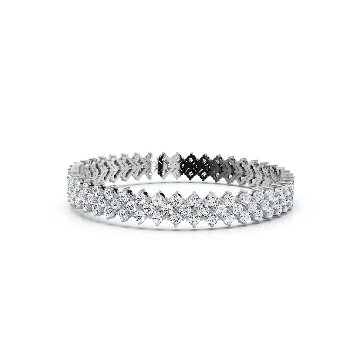 The Royal Lattice: 10.24 CTW Staggered Double-Row Diamond Tennis Bracelet 14K-18K Gold/Platinum