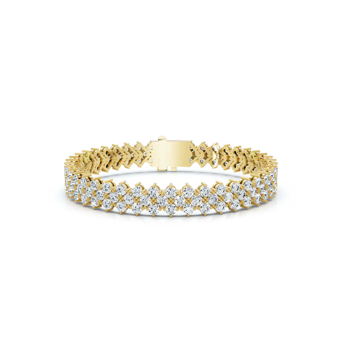 The Royal Lattice: 10.24 CTW Staggered Double-Row Diamond Tennis Bracelet 14K-18K Gold/Platinum