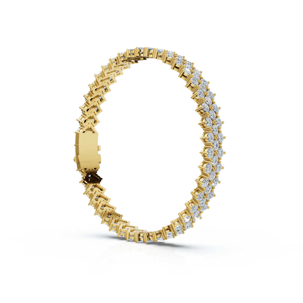 The Royal Lattice: 10.24 CTW Staggered Double-Row Diamond Tennis Bracelet 14K-18K Gold/Platinum