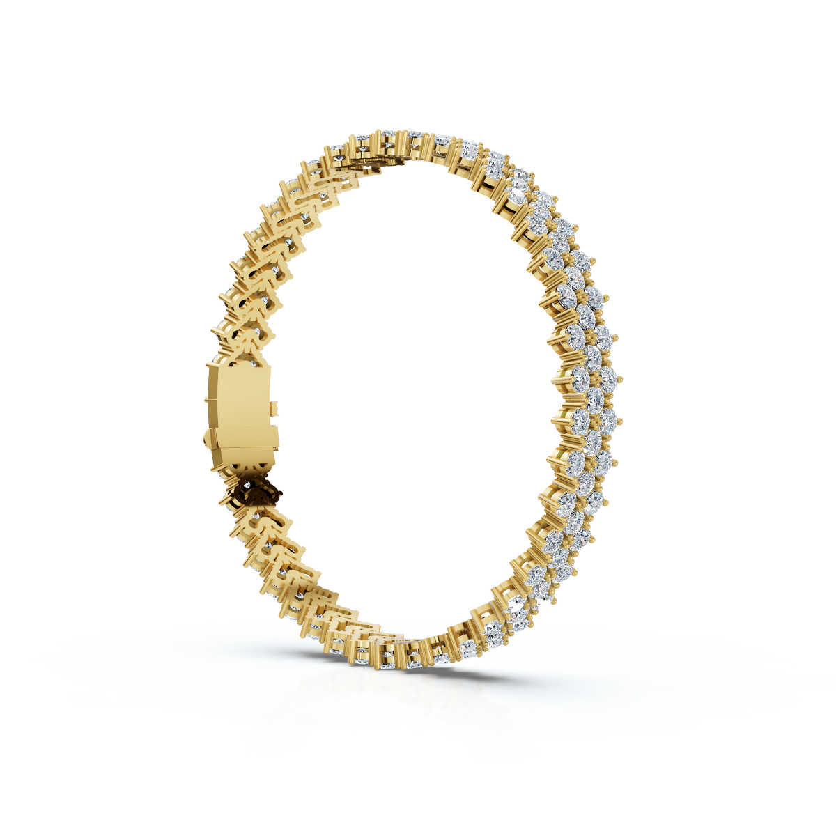 The Royal Lattice: 10.24 CTW Staggered Double-Row Diamond Tennis Bracelet 14K-18K Gold/Platinum