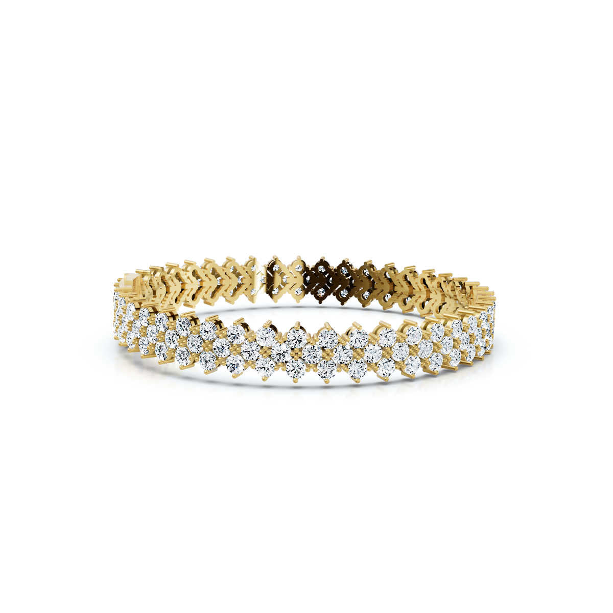 The Royal Lattice: 10.24 CTW Staggered Double-Row Diamond Tennis Bracelet 14K-18K Gold/Platinum