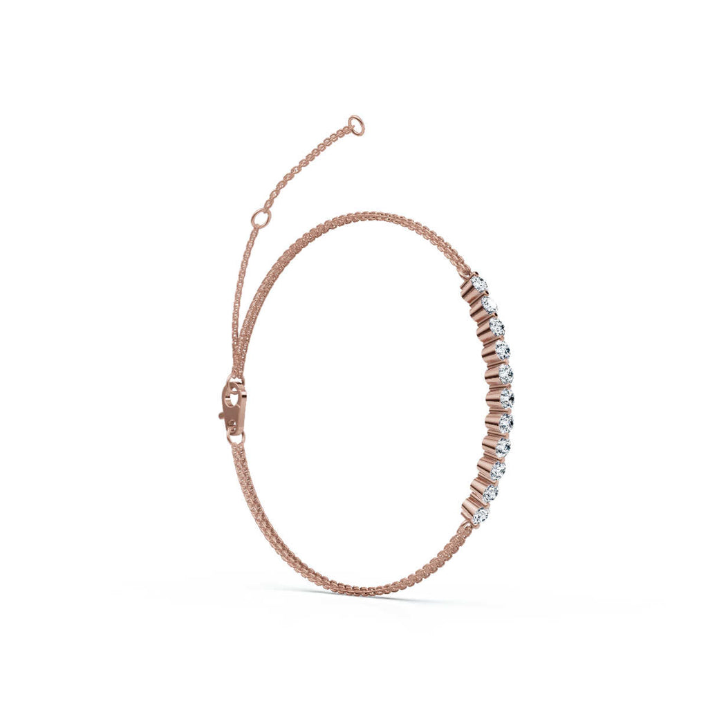The Stella Arc: 0.88 CTW Round Lab-Grown Diamond Multi-Strand Adjustable Bar Bracelet Gold/Platinum