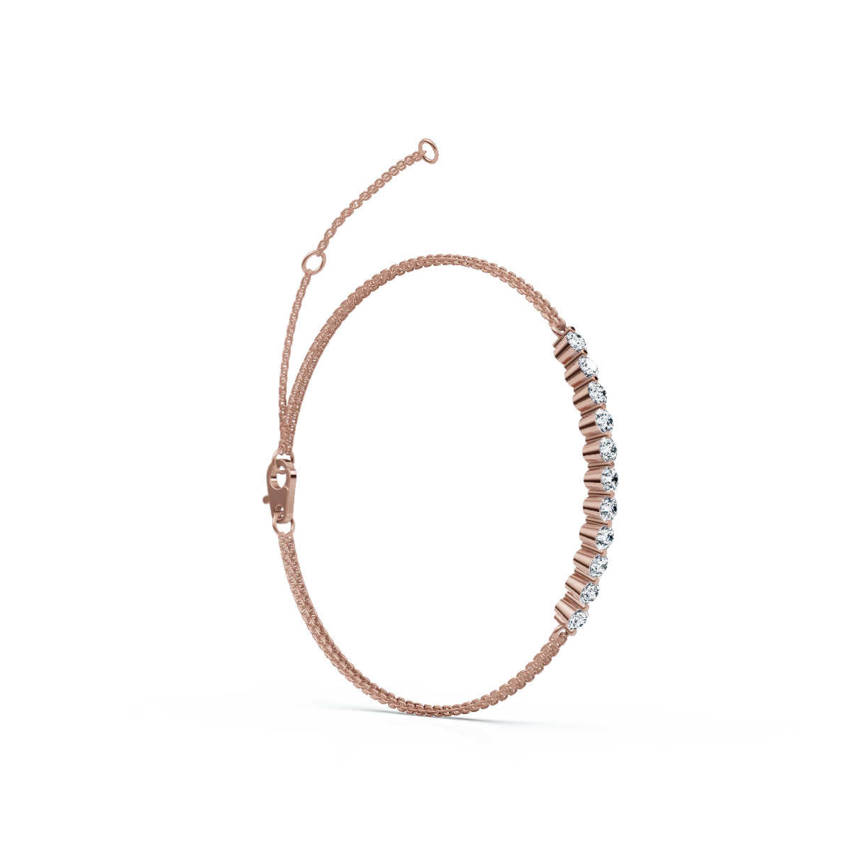 The Stella Arc: 0.88 CTW Round Lab-Grown Diamond Multi-Strand Adjustable Bar Bracelet Gold/Platinum
