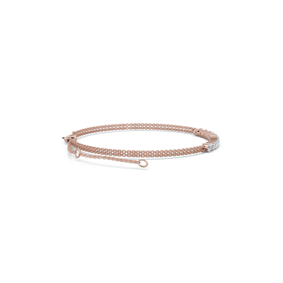 The Stella Arc: 0.88 CTW Round Lab-Grown Diamond Multi-Strand Adjustable Bar Bracelet Gold/Platinum