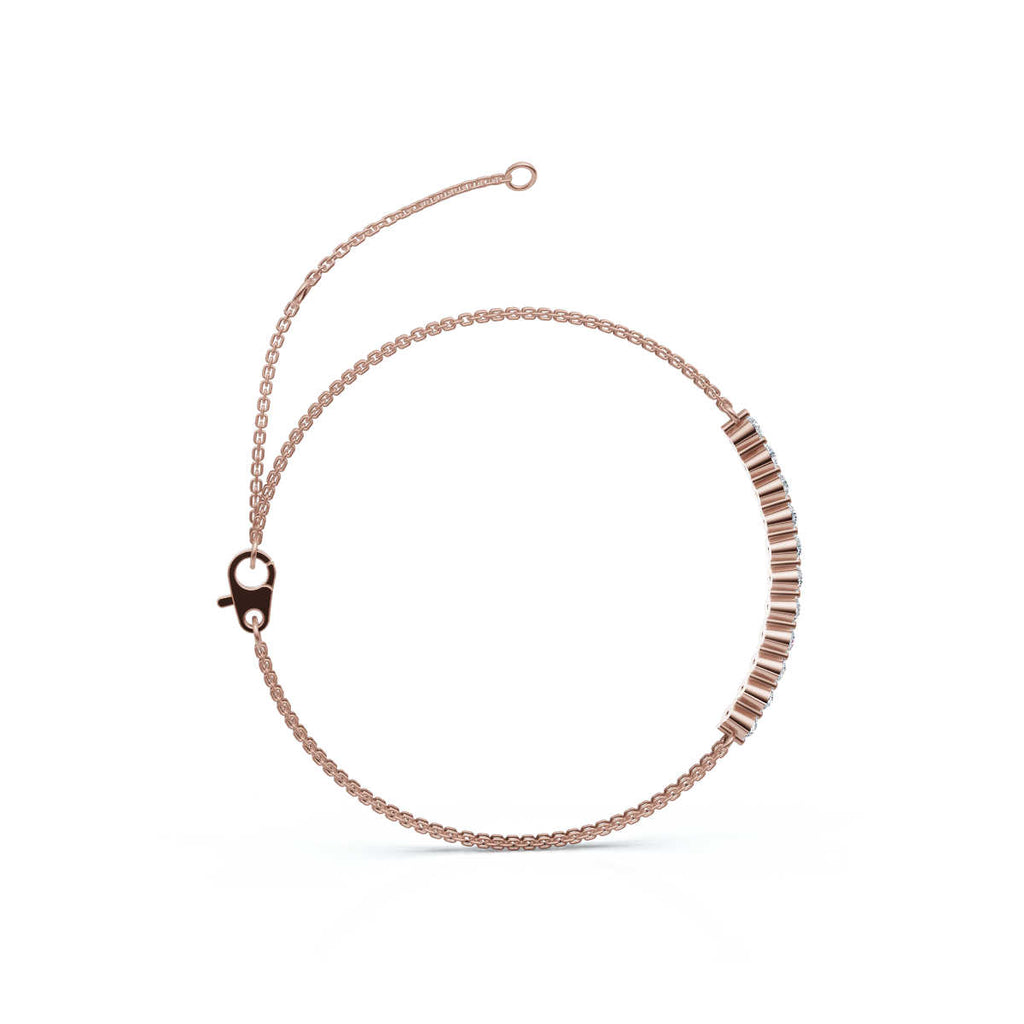 The Stella Arc: 0.88 CTW Round Lab-Grown Diamond Multi-Strand Adjustable Bar Bracelet Gold/Platinum