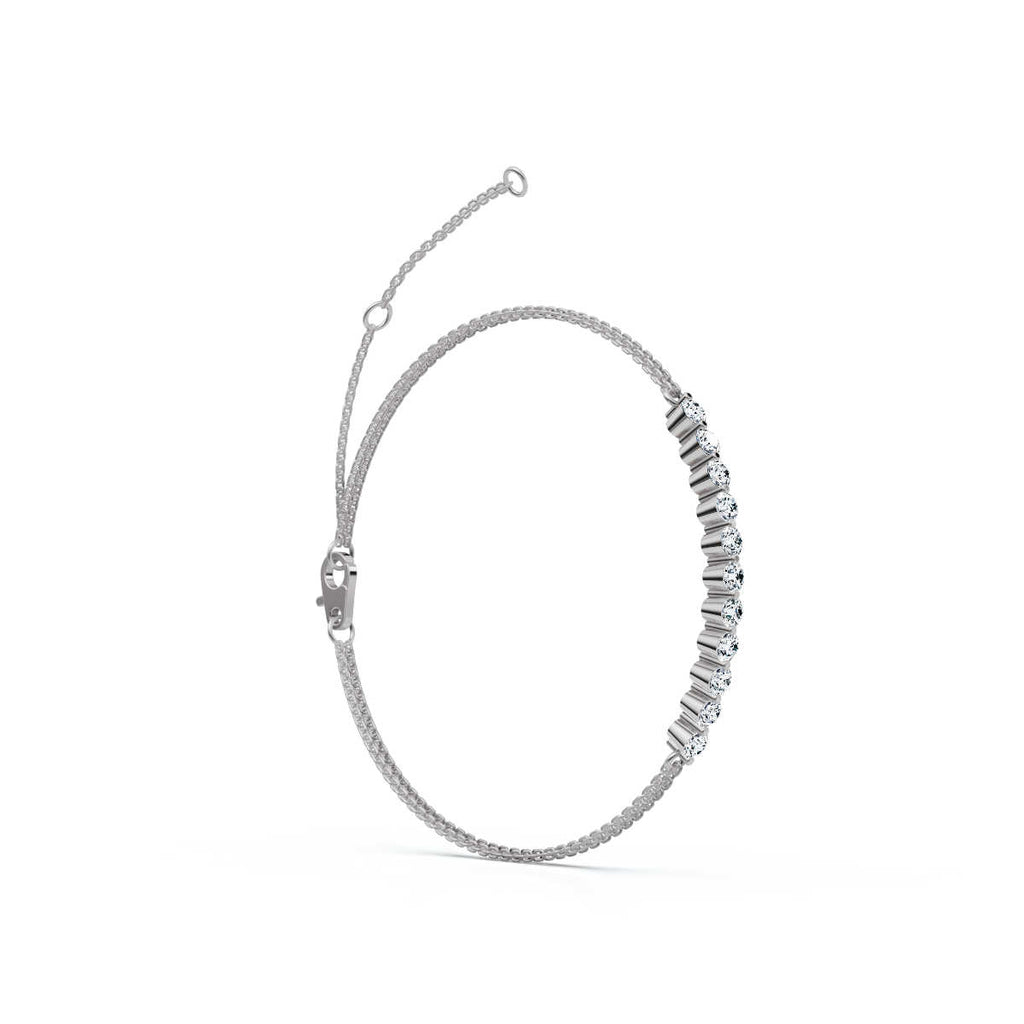 The Stella Arc: 0.88 CTW Round Lab-Grown Diamond Multi-Strand Adjustable Bar Bracelet Gold/Platinum