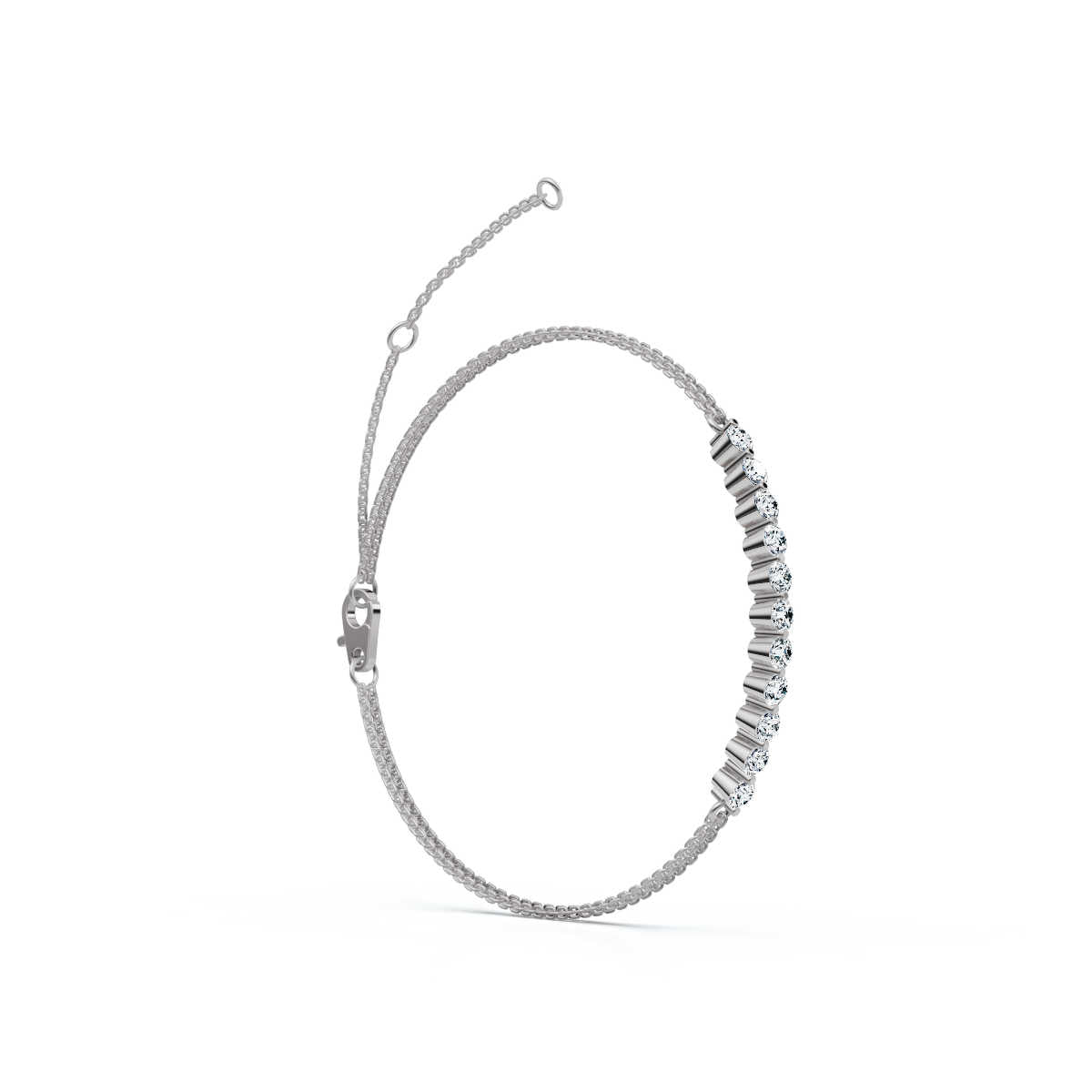 The Stella Arc: 0.88 CTW Round Lab-Grown Diamond Multi-Strand Adjustable Bar Bracelet Gold/Platinum