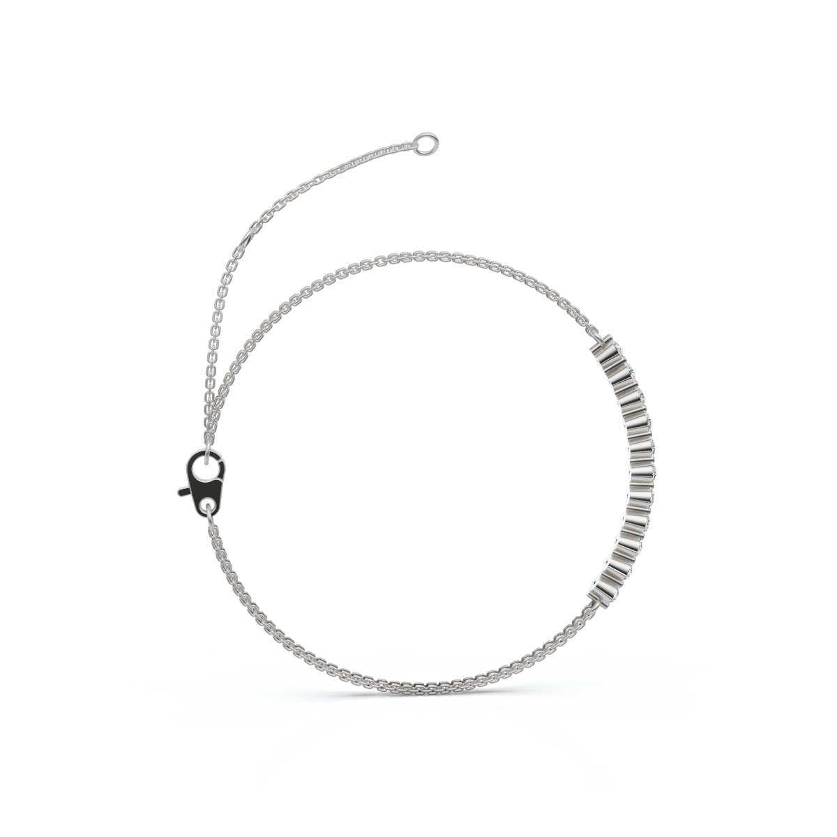 The Stella Arc: 0.88 CTW Round Lab-Grown Diamond Multi-Strand Adjustable Bar Bracelet Gold/Platinum