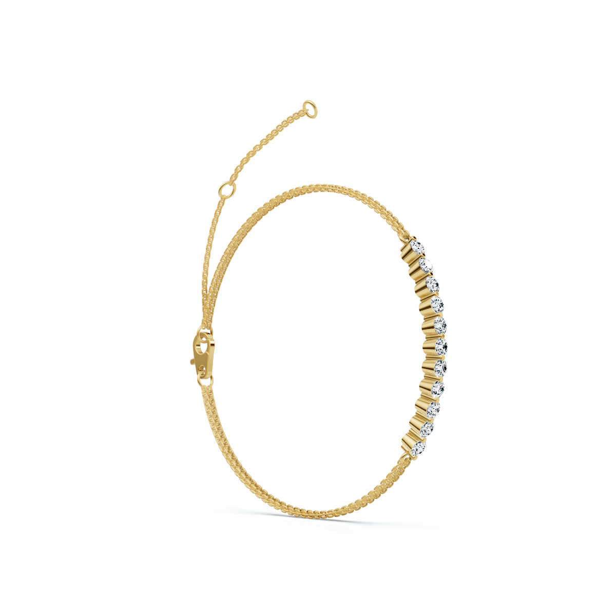 The Stella Arc: 0.88 CTW Round Lab-Grown Diamond Multi-Strand Adjustable Bar Bracelet Gold/Platinum