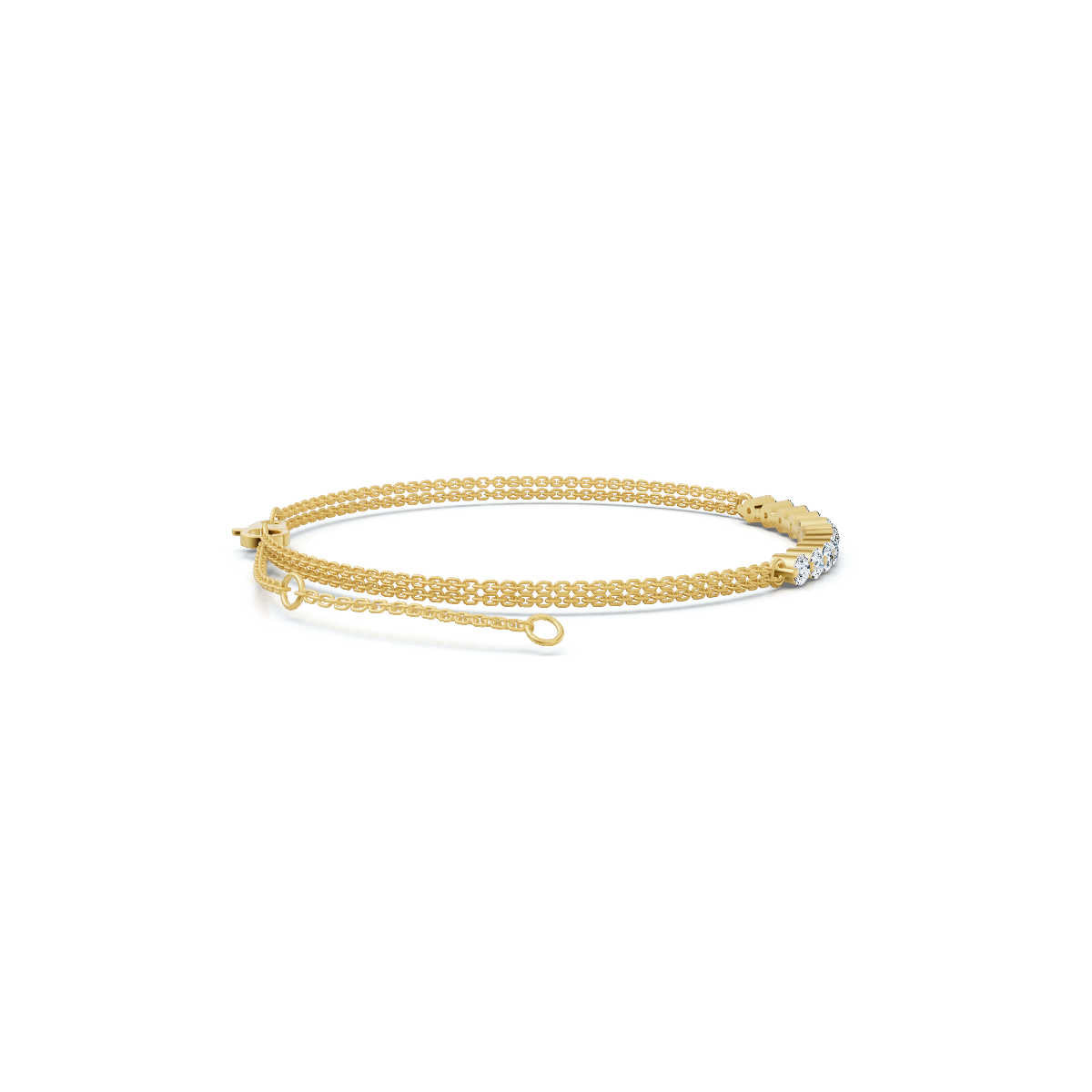 The Stella Arc: 0.88 CTW Round Lab-Grown Diamond Multi-Strand Adjustable Bar Bracelet Gold/Platinum