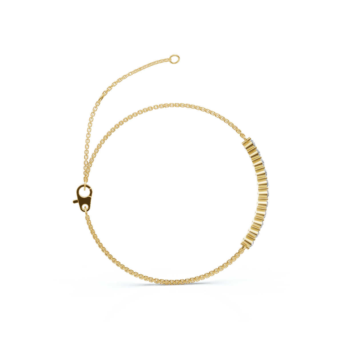 The Stella Arc: 0.88 CTW Round Lab-Grown Diamond Multi-Strand Adjustable Bar Bracelet Gold/Platinum