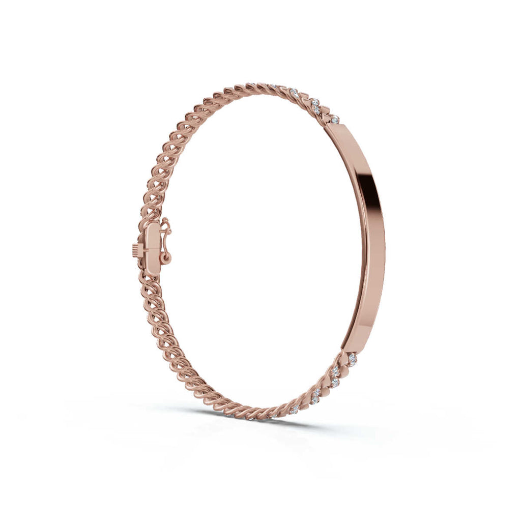 The Valencia ID: 0.75 CTW Round Lab-Grown Diamond Cuban Link Bracelet 14K-18K Gold/Platinum