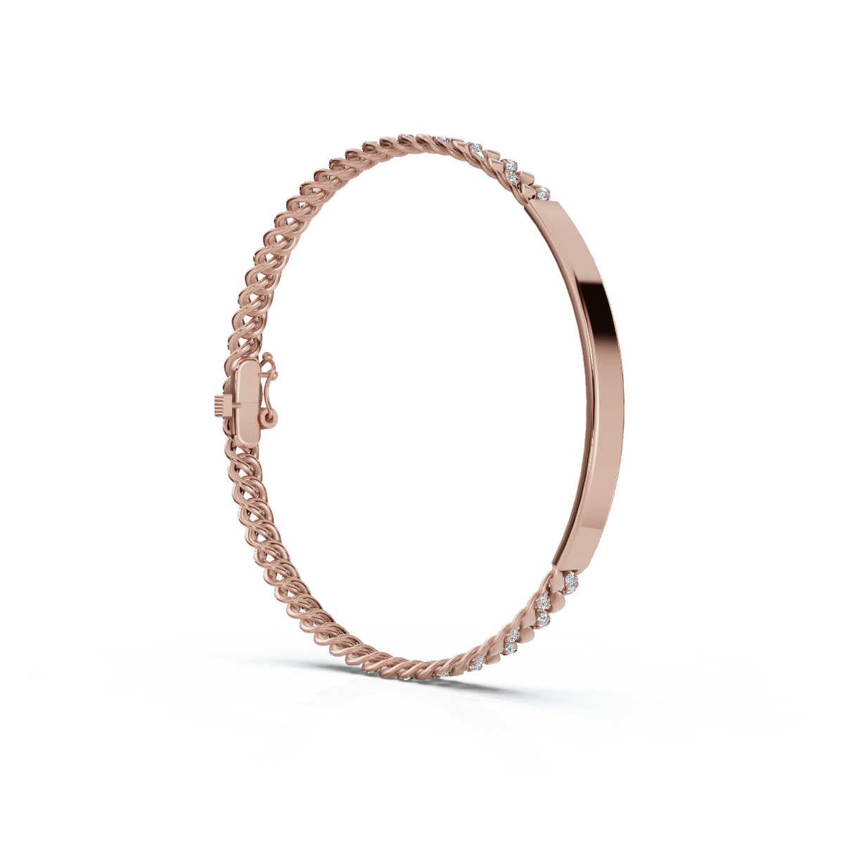 The Valencia ID: 0.75 CTW Round Lab-Grown Diamond Cuban Link Bracelet 14K-18K Gold/Platinum