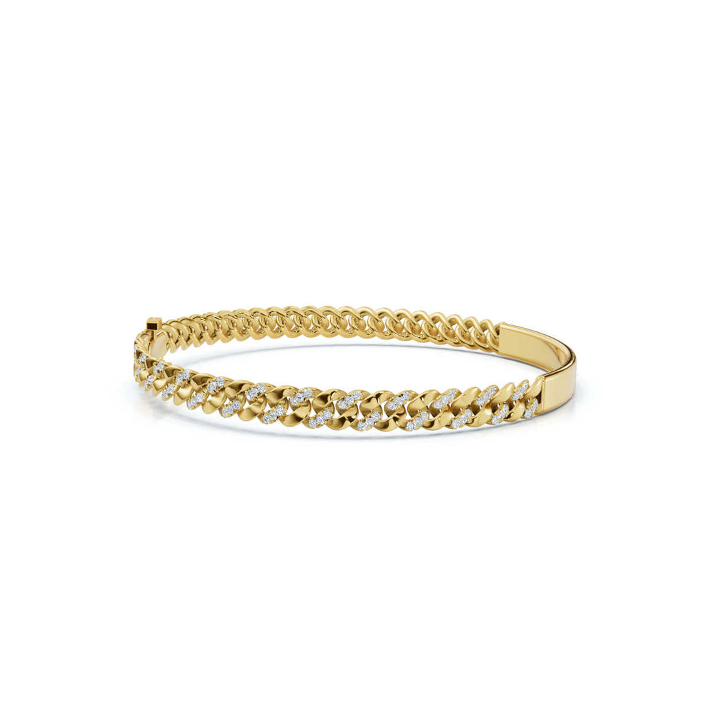 The Valencia ID: 0.75 CTW Round Lab-Grown Diamond Cuban Link Bracelet 14K-18K Gold/Platinum