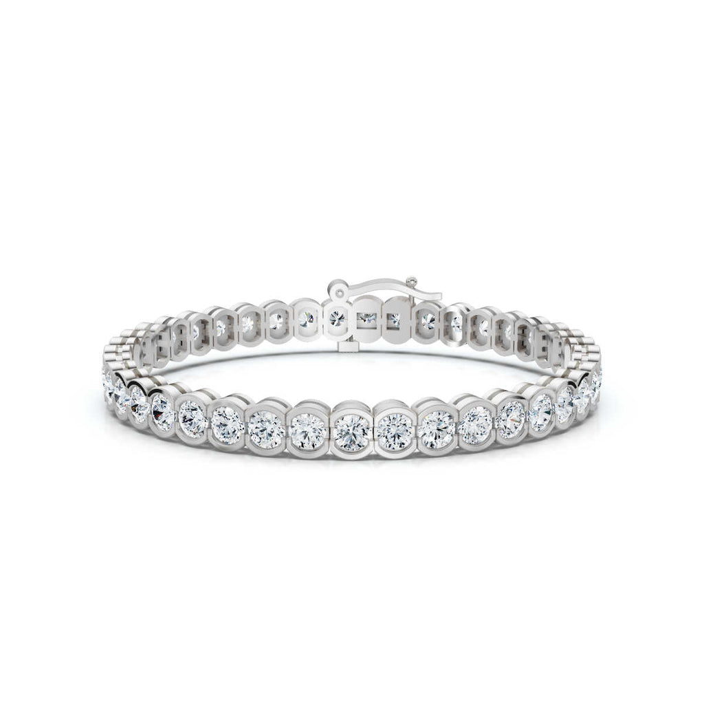 The Horizon Link: 2.03 CTW Half-Bezel Diamond Tennis Bracelet 14K-18K Gold/Platinum
