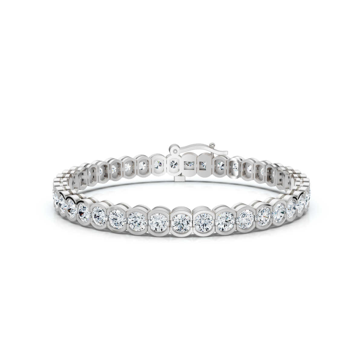 The Horizon Link: 2.03 CTW Half-Bezel Diamond Tennis Bracelet 14K-18K Gold/Platinum