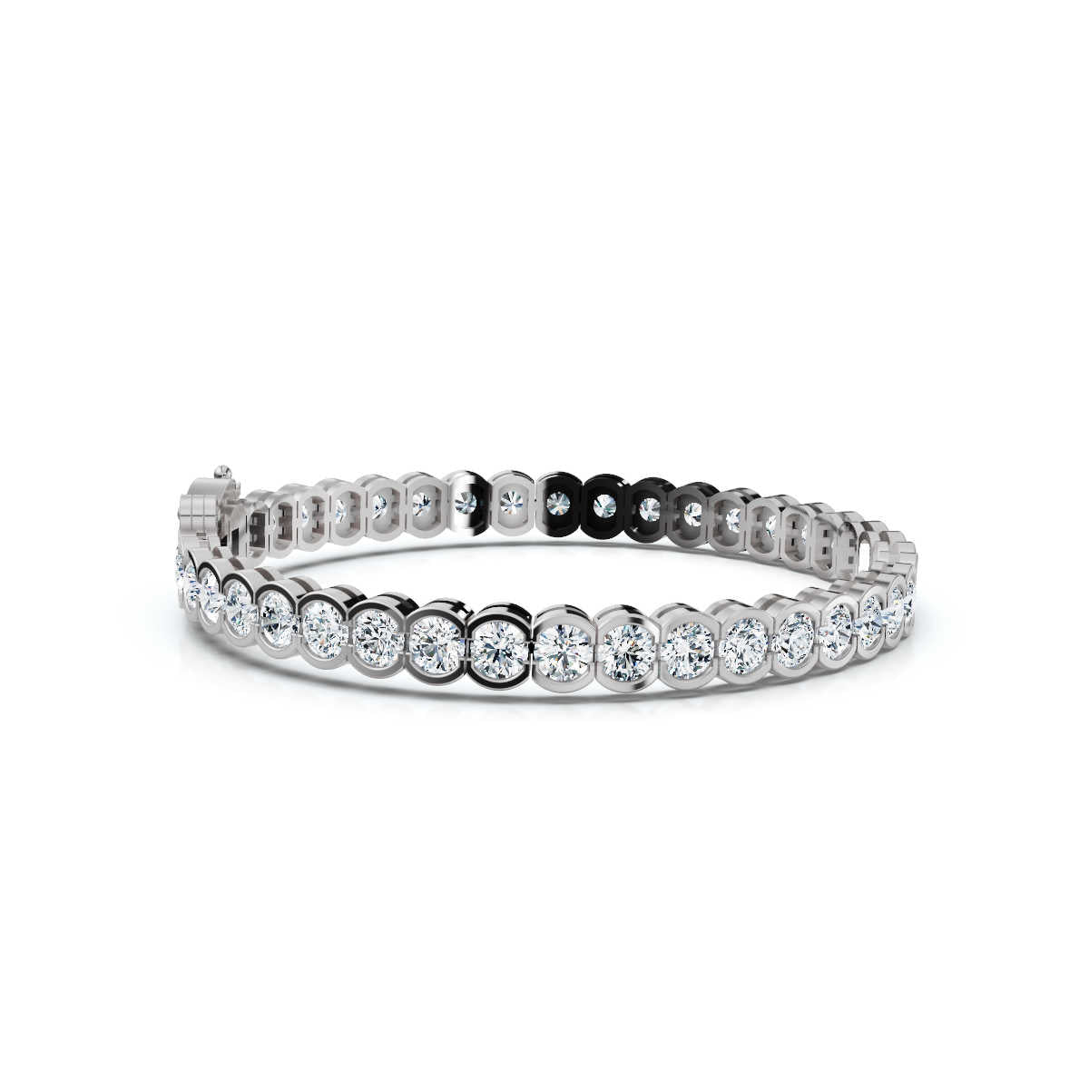 The Horizon Link: 2.03 CTW Half-Bezel Diamond Tennis Bracelet 14K-18K Gold/Platinum