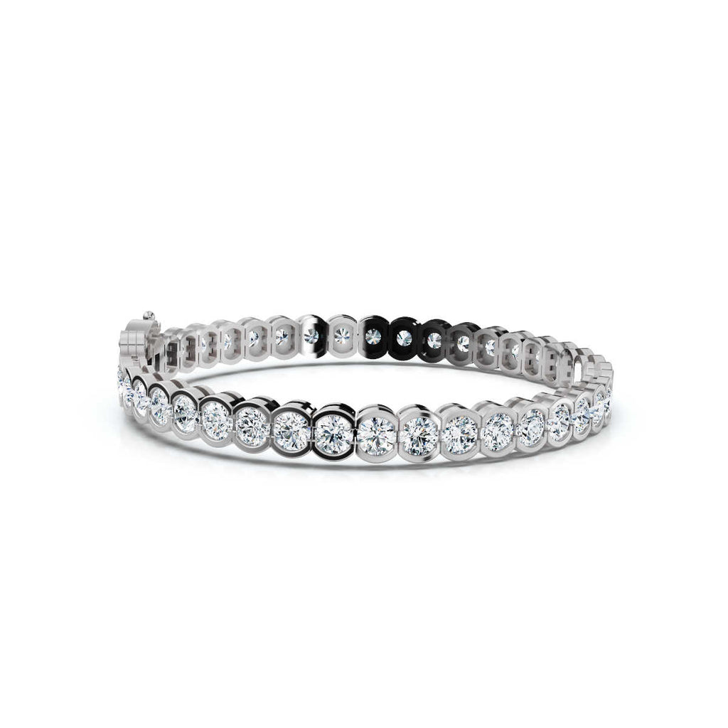 The Horizon Link: 2.03 CTW Half-Bezel Diamond Tennis 14K-18K Gold/Platinum Bracelet