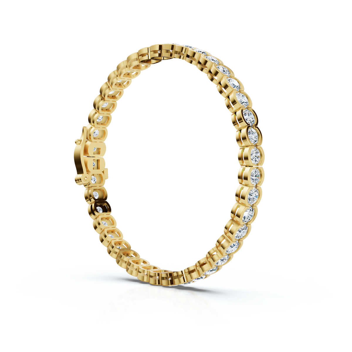 The Horizon Link: 2.03 CTW Half-Bezel Diamond Tennis Bracelet 14K-18K Gold/Platinum