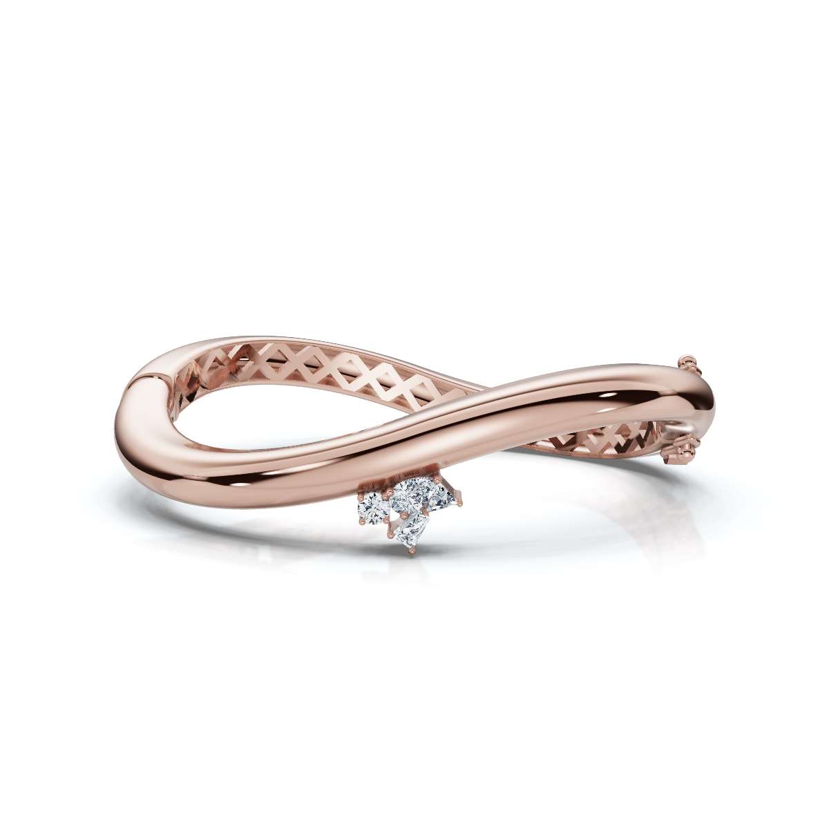 The Continuum Wave: Asymmetric Multi-Shape 0.50 CTW Diamond Ribbon Bangle 14K-18K Gold/Platinum